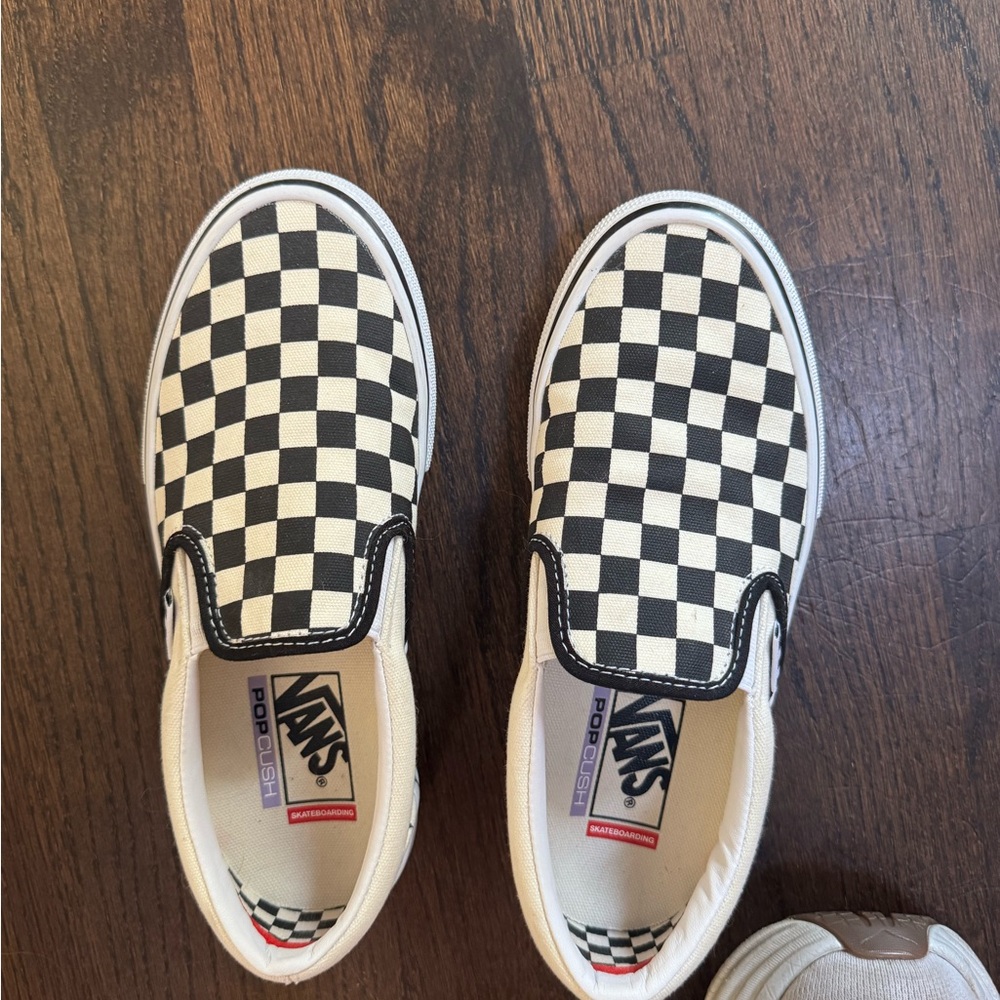 Vans Black and White Checkerboard Slip-On Sneakers